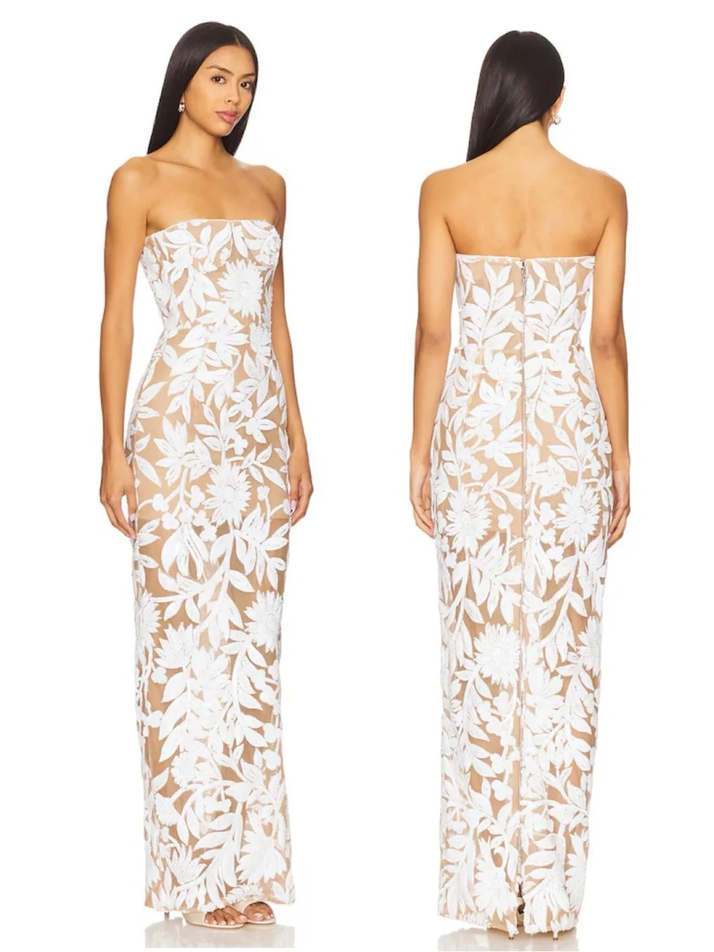 Bronx & Banco Dahlia Sequin Lace Embellished Strapless Dress White NEW with tags - Picture 10 of 10